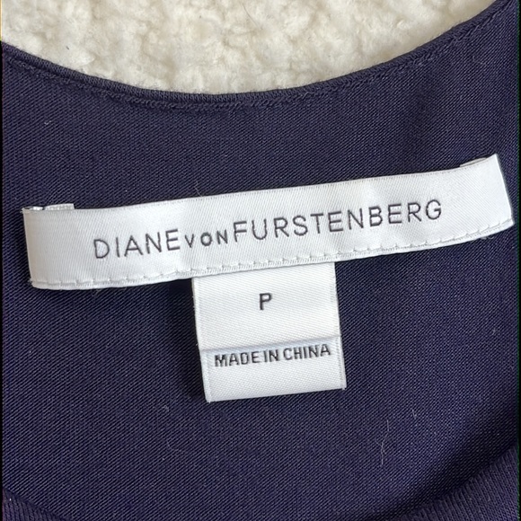 Diane von Furstenberg Women Silk Jersey Ruffle Asymmetric Hem Shift Dress Size P - Picture 2 of 9